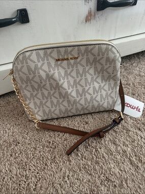 Michael Kors Beige/Acorn Signature Canvas Crossbody